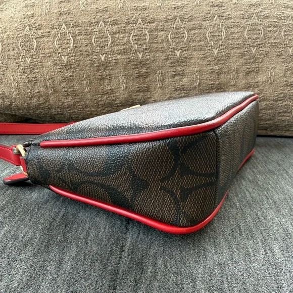 Coach Signature Brown and Red Two Way Wristlet/Handbag - Picture 10 of 14